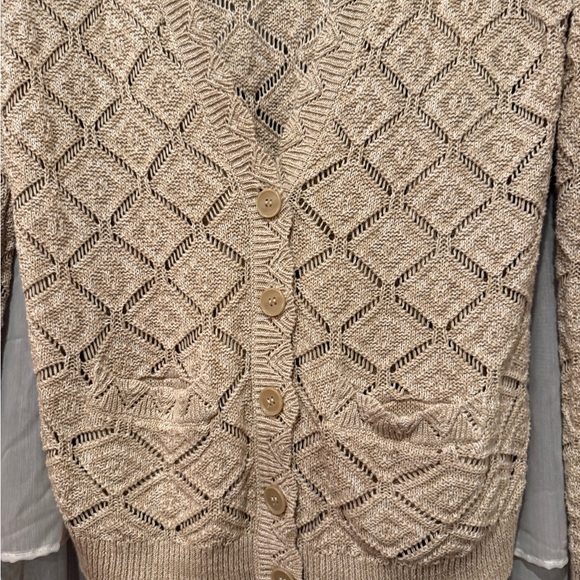 Chic Beige Women's Cardigan Sweater - Picture 3 of 3